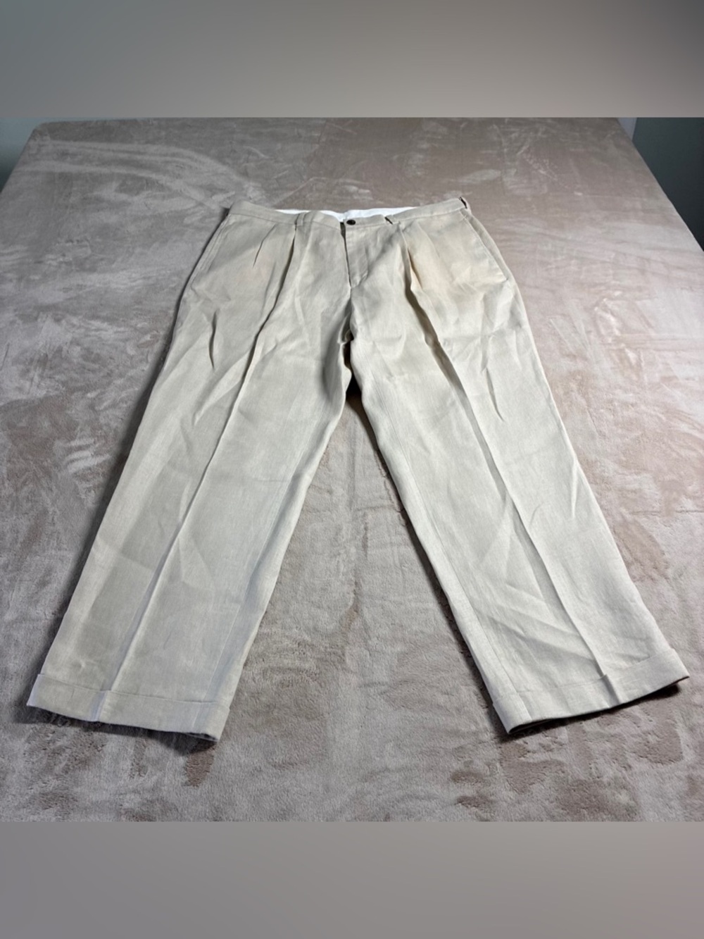 Brooks Brothers 346 Linen Pleated Dress Pants Classic Preppy Men's 42x32 Summer